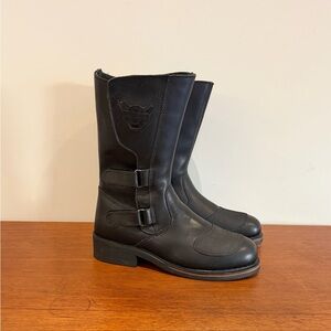 Harley-Davidson Men's Black With Orange Heels Boots Size 11 Easy Slip On